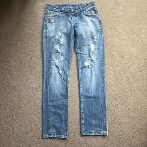 DSQUARED2 Skinny Jeans Men's 32x32 Blue Wash Distressed Y2K Streetwear